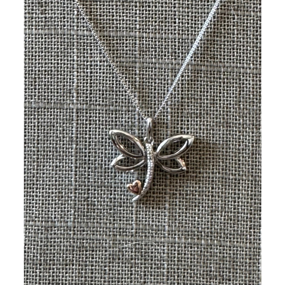 Dragonfly necklace with natural mined diamonds - Picture 2 of 8